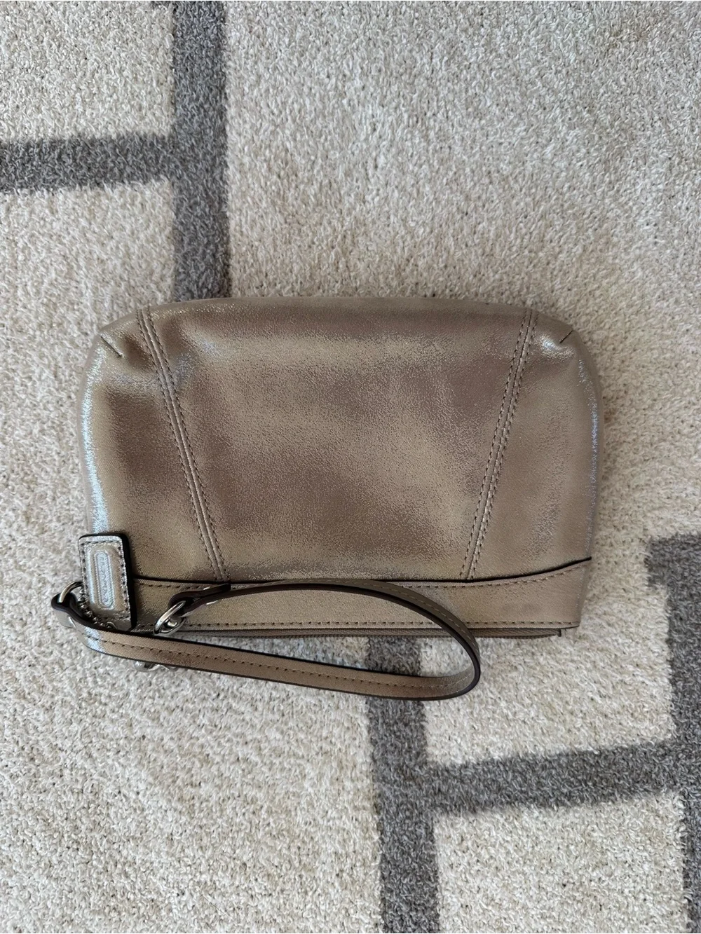 Coach Metallic Taupe Leather Wristlet y2k Coach
